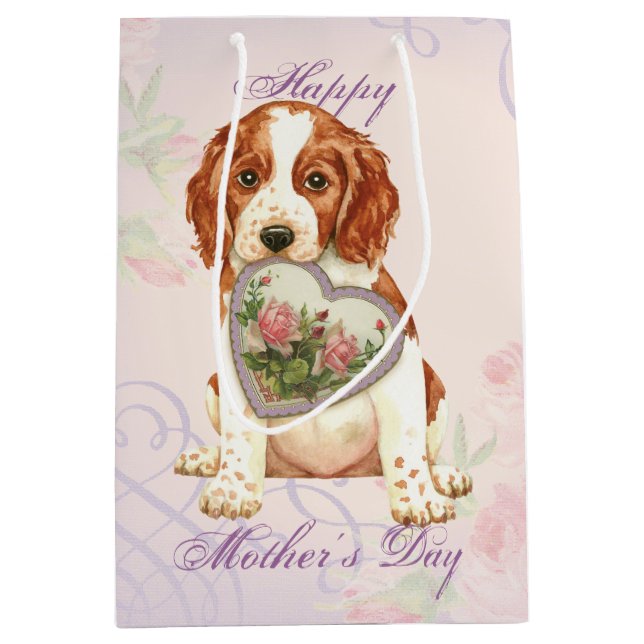 Welsh Springer Spaniel Heart Mum Medium Gift Bag (Front)