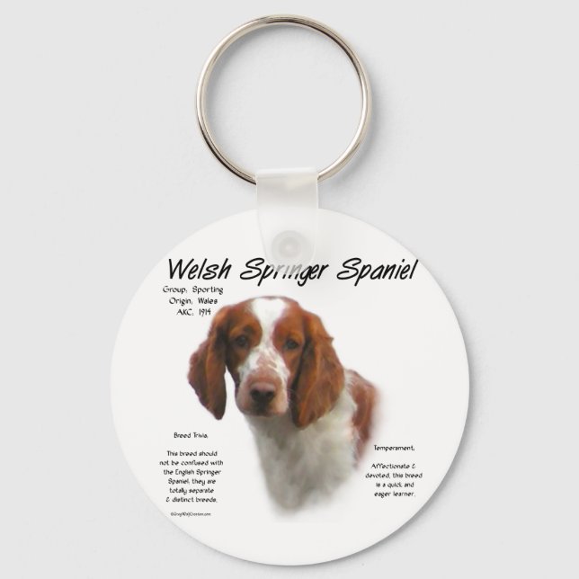 Welsh Springer Spaniel History Design Key Ring (Front)