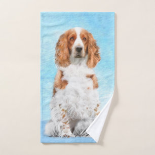 Welsh Springer Spaniel Painting - Original Dog Art Bath Towel Set