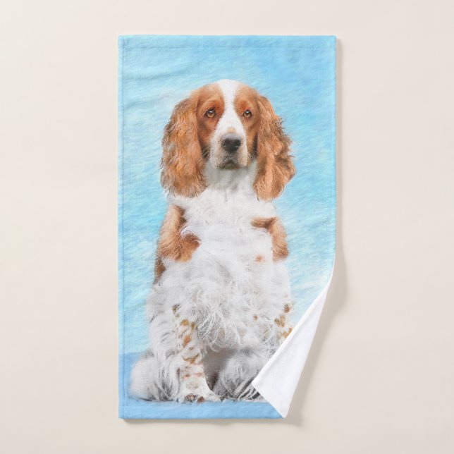 Welsh Springer Spaniel Painting - Original Dog Art Bath Towel Set (Hand Towel)