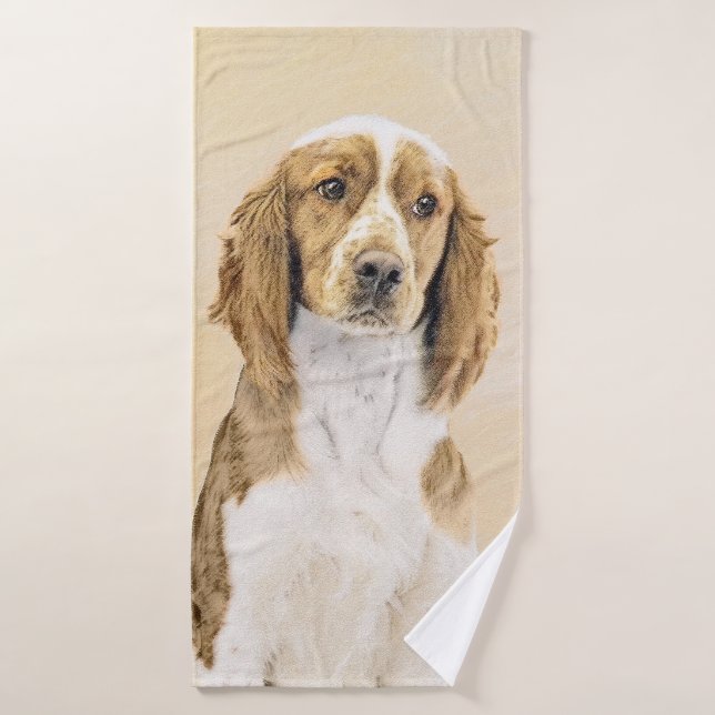 Welsh Springer Spaniel Painting - Original Dog Art Bath Towel Set (Bath Towel)