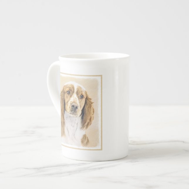 Welsh Springer Spaniel Painting - Original Dog Art Bone China Mug (Front Left)