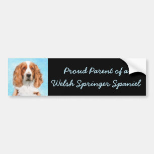 Welsh Springer Spaniel Painting - Original Dog Art Bumper Sticker