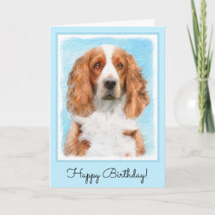 Welsh Springer Spaniel Painting - Original Dog Art Card