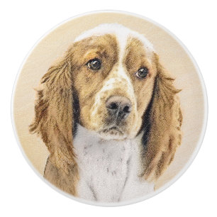 Welsh Springer Spaniel Painting - Original Dog Art Ceramic Knob