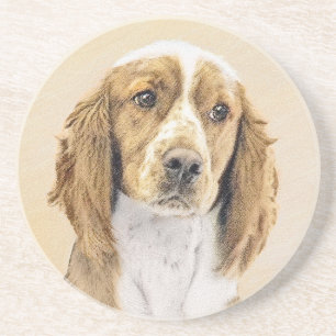 Welsh Springer Spaniel Painting - Original Dog Art Coaster