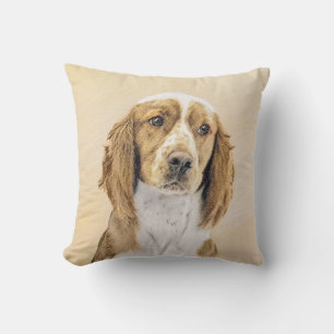 Welsh Springer Spaniel Painting - Original Dog Art Cushion