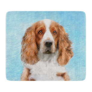 Welsh Springer Spaniel Painting - Original Dog Art Cutting Board