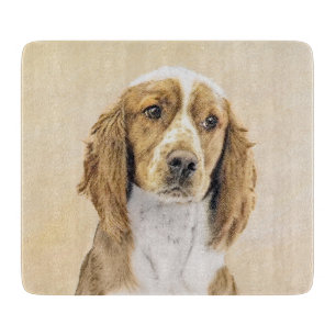 Welsh Springer Spaniel Painting - Original Dog Art Cutting Board