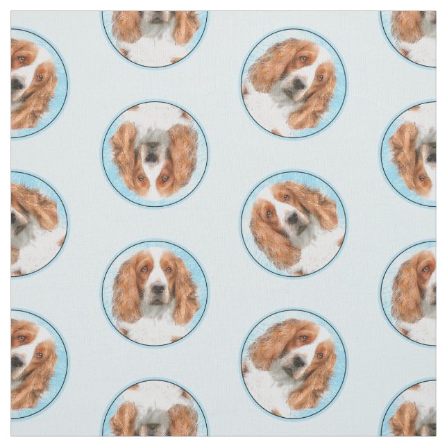 Welsh Springer Spaniel Painting Original Dog Art Fabric (Swatch)
