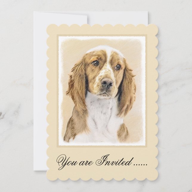 Welsh Springer Spaniel Painting - Original Dog Art Invitation (Front)