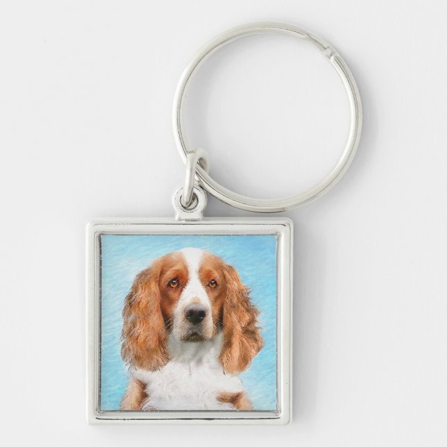 Welsh Springer Spaniel Painting - Original Dog Art Key Ring (Front)