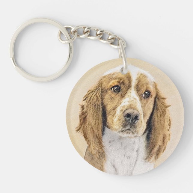 Welsh Springer Spaniel Painting - Original Dog Art Key Ring (Front)