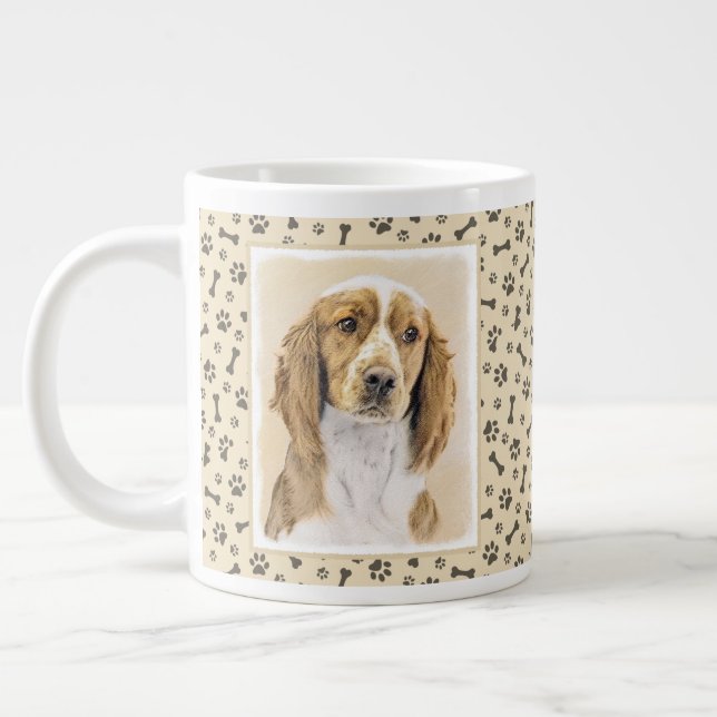 Welsh Springer Spaniel Painting - Original Dog Art Large Coffee Mug (Left)