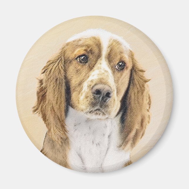 Welsh Springer Spaniel Painting - Original Dog Art Magnet (Front)