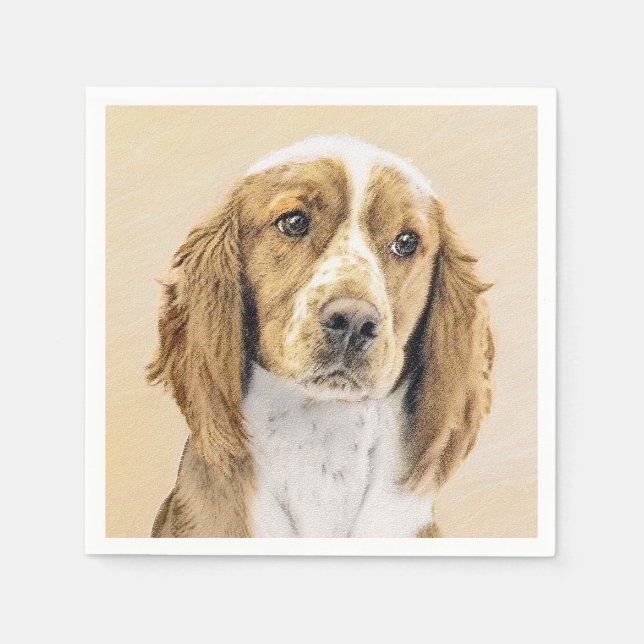 Welsh Springer Spaniel Painting - Original Dog Art Napkin (Front)