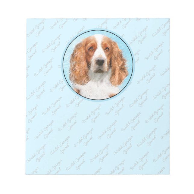 Welsh Springer Spaniel Painting - Original Dog Art Notepad (Front)