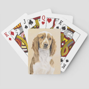 Welsh Springer Spaniel Painting - Original Dog Art Playing Cards