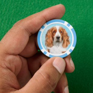 Welsh Springer Spaniel Painting - Original Dog Art Poker Chips
