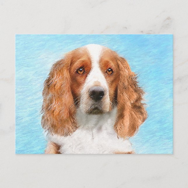 Welsh Springer Spaniel Painting - Original Dog Art Postcard (Front)