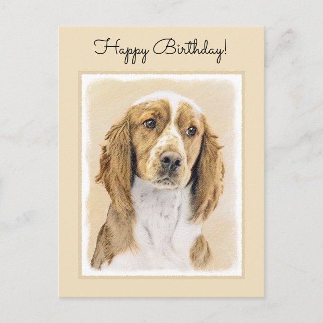 Welsh Springer Spaniel Painting - Original Dog Art Postcard (Front)