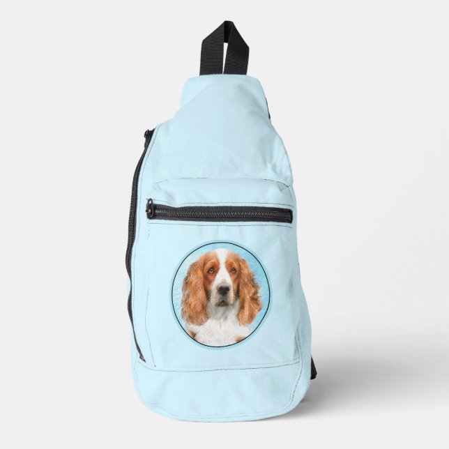 Welsh Springer Spaniel Painting Original Dog Art Sling Bag (Front)