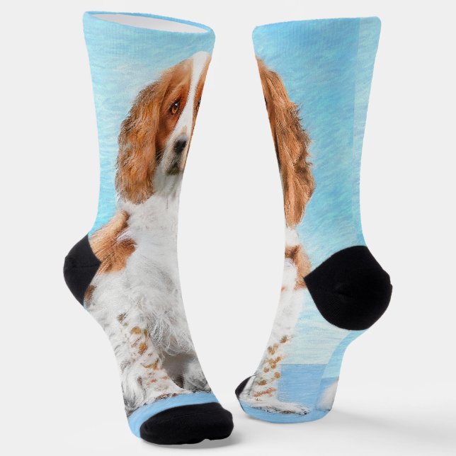 Welsh Springer Spaniel Painting - Original Dog Art Socks (Angled)