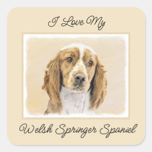 Welsh Springer Spaniel Painting - Original Dog Art Square Sticker