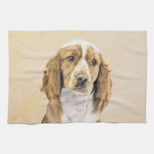Welsh Springer Spaniel Painting - Original Dog Art Tea Towel