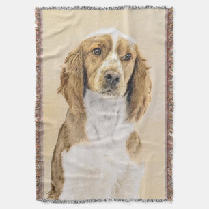 Welsh Springer Spaniel Painting - Original Dog Art Throw Blanket