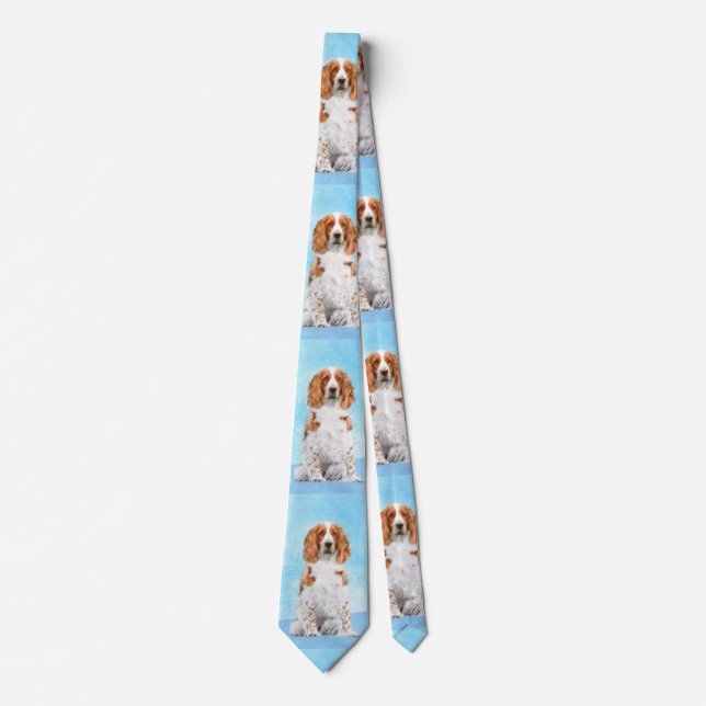 Welsh Springer Spaniel Painting - Original Dog Art Tie (Front)
