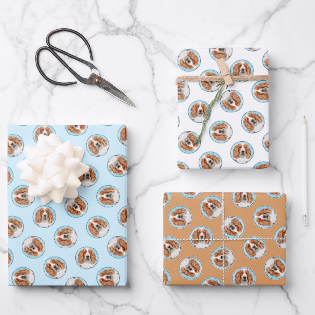 Welsh Springer Spaniel Painting Original Dog Art Wrapping Paper Sheet (Front)