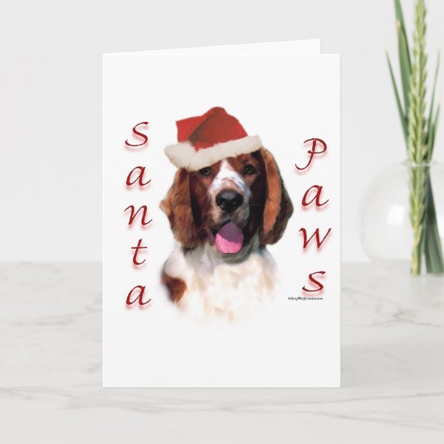 Welsh Springer Spaniel Santa Paws Holiday Card (Front)