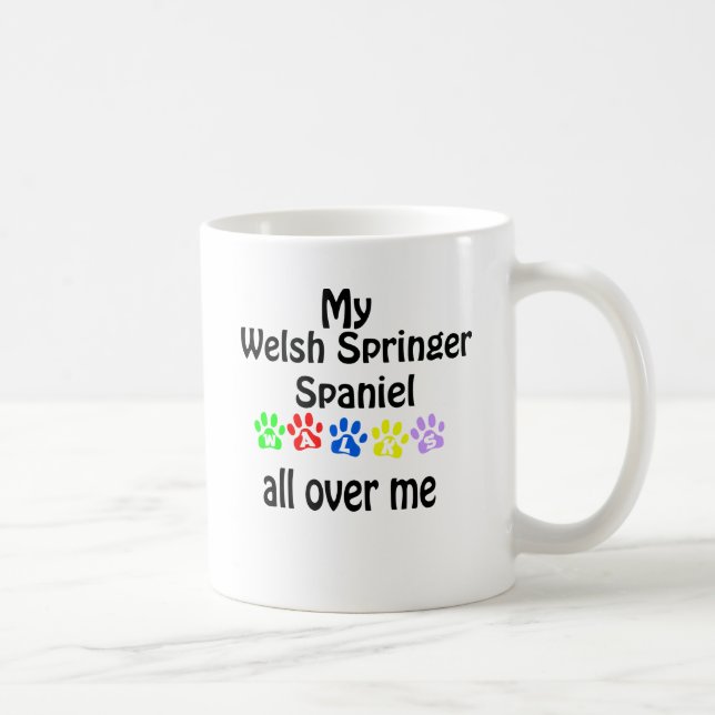 Welsh Springer Spaniel Walks Design Coffee Mug (Right)