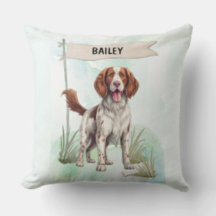 Welsh Springer Spaniel Watercolor Personalized Dog Cushion
