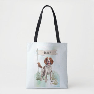 Welsh Springer Spaniel Watercolor Personalized Dog Tote Bag