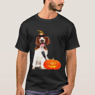Welsh Springer Spaniel Witch Hat Halloween Dog Cos T-Shirt