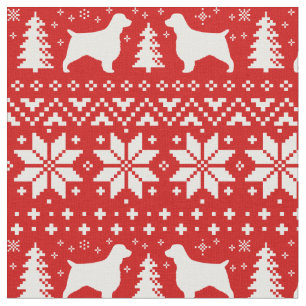 Welsh Springer Spaniels Christmas Pattern Red Fabric