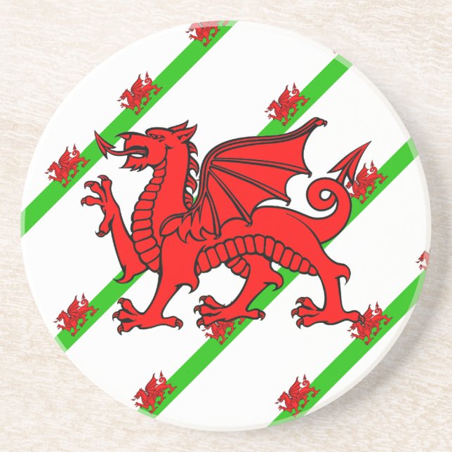 Welsh stripes flag coaster (Front)
