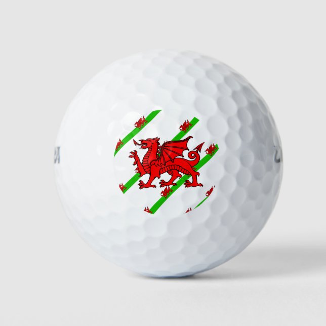 Welsh stripes flag golf balls (Front)