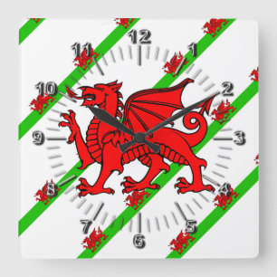 Welsh stripes flag square wall clock