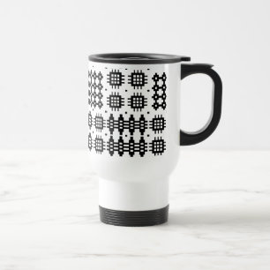 Welsh Tapestry Pattern Black White Travel Mug