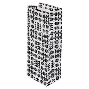 Welsh Tapestry Pattern Black White Wine Gift Bag