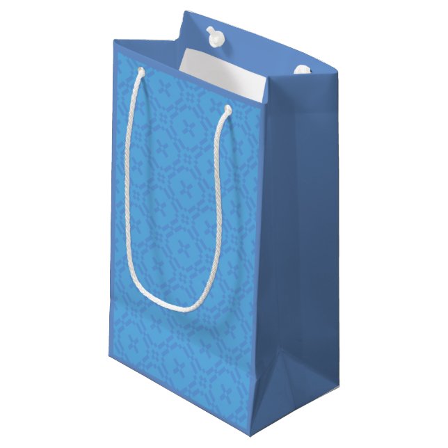 Welsh Tapestry Pattern, Blue Small Gift Bag (Front Angled)