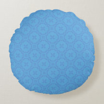 Welsh Tapestry Pattern, Chic Blue Round Pillow
