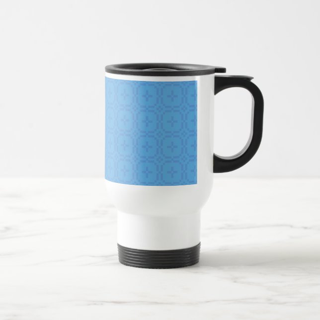 Welsh Tapestry Pattern, Chic Blue Travel Mug (Right)