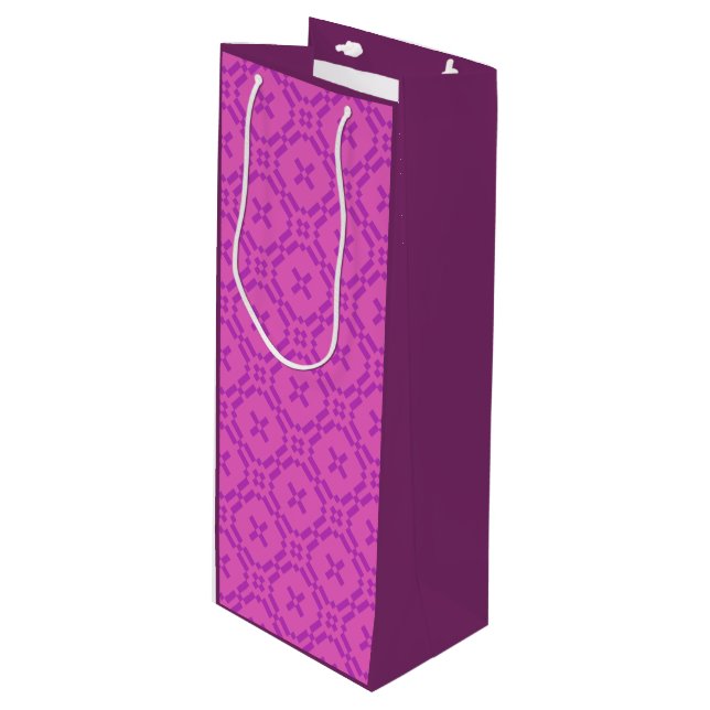Welsh Tapestry Pattern, Pink Wine Gift Bag (Front Angled)