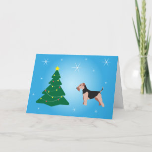 Welsh Terrier Blue Christmas Card
