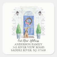 Welsh Terrier Blue Door New Address Label Sticker