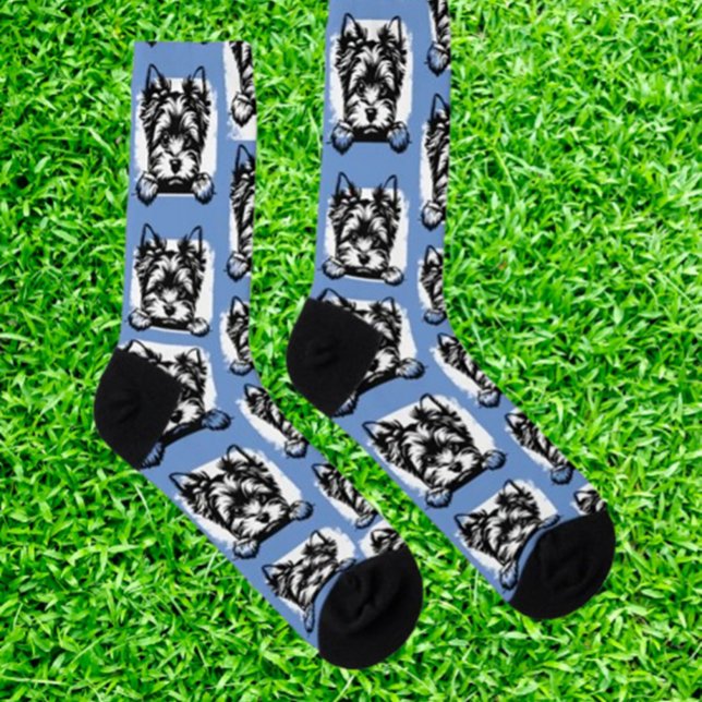 Welsh Terrier Blue Puppy Personalised Theme Socks (Celebrate your love for Welsh Terrier Blue puppies with personalized theme socks. Add a unique touch)
